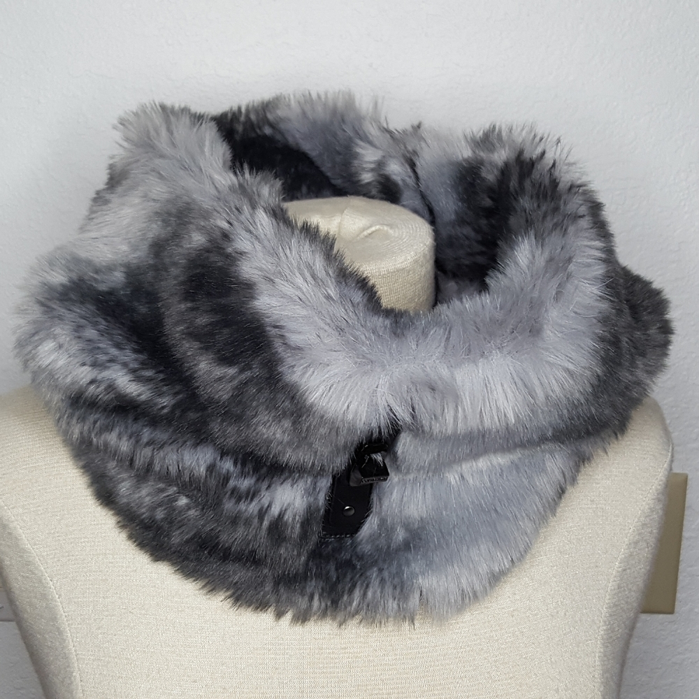 Calvin Klein Grey Faux Fur Cowl